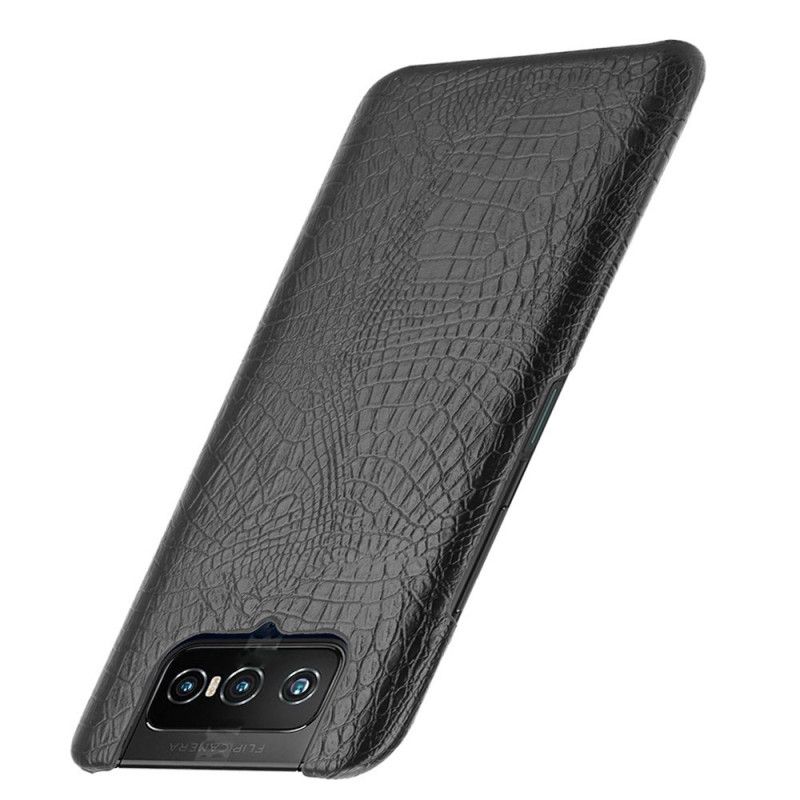 Cover Asus Zenfone 7 / 7 Pro Sort Krokodillehudeffekt