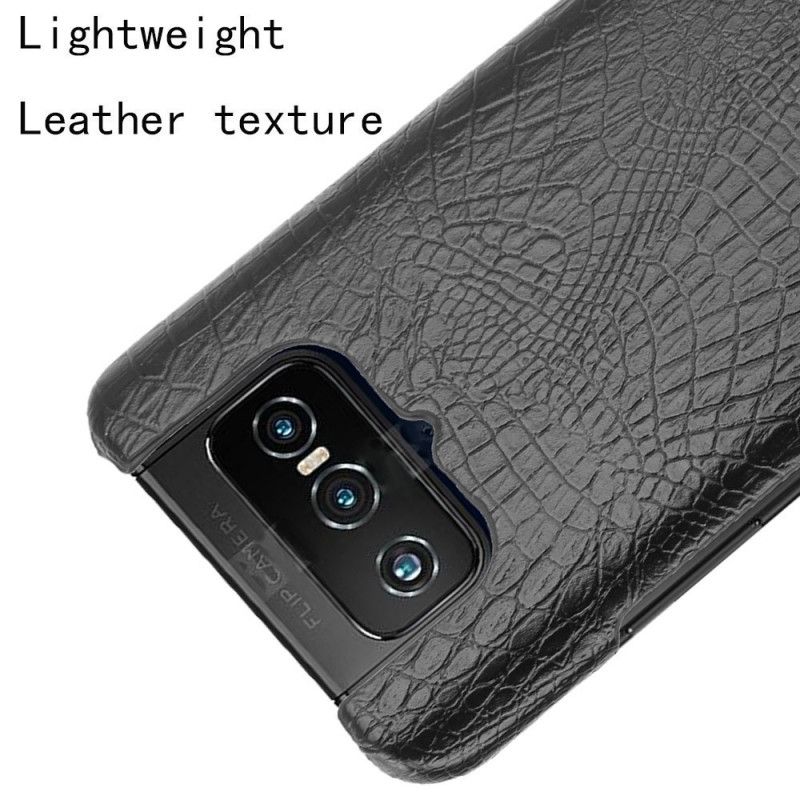 Cover Asus Zenfone 7 / 7 Pro Sort Krokodillehudeffekt