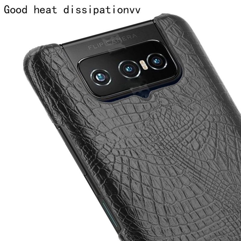 Cover Asus Zenfone 7 / 7 Pro Sort Krokodillehudeffekt