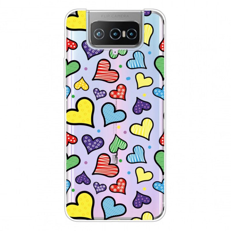 Cover for Asus Zenfone 7 / 7 Pro Flerfarvede Hjerter