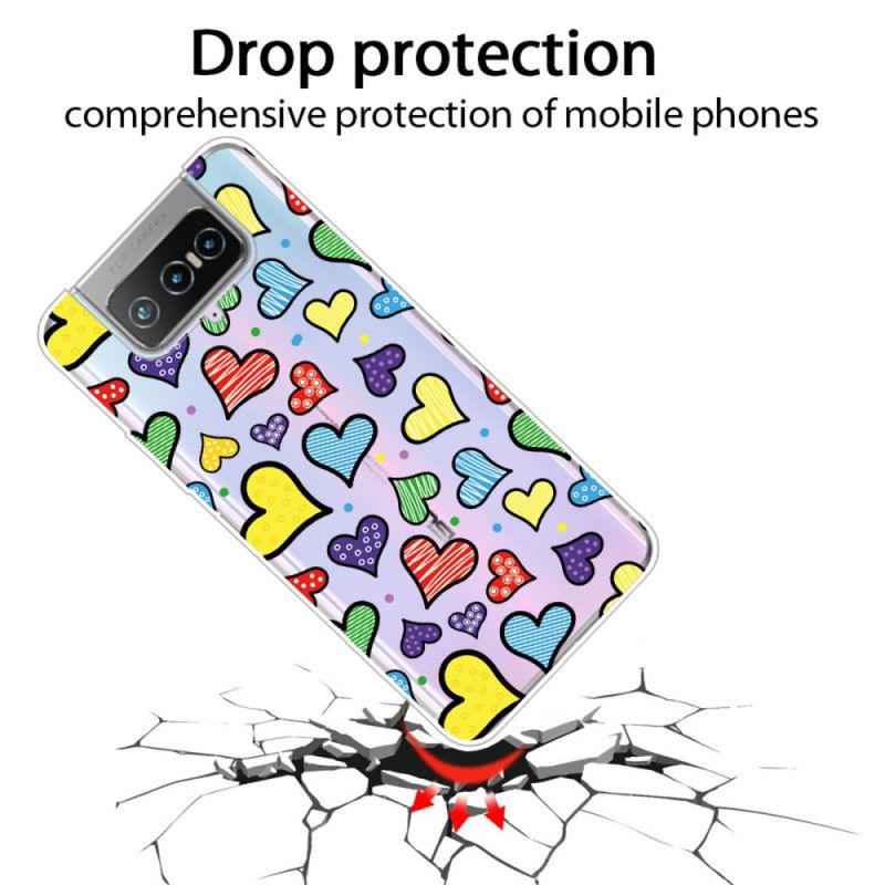 Cover for Asus Zenfone 7 / 7 Pro Flerfarvede Hjerter