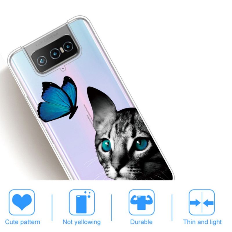 Cover for Asus Zenfone 7 / 7 Pro Kat Og Sommerfugl