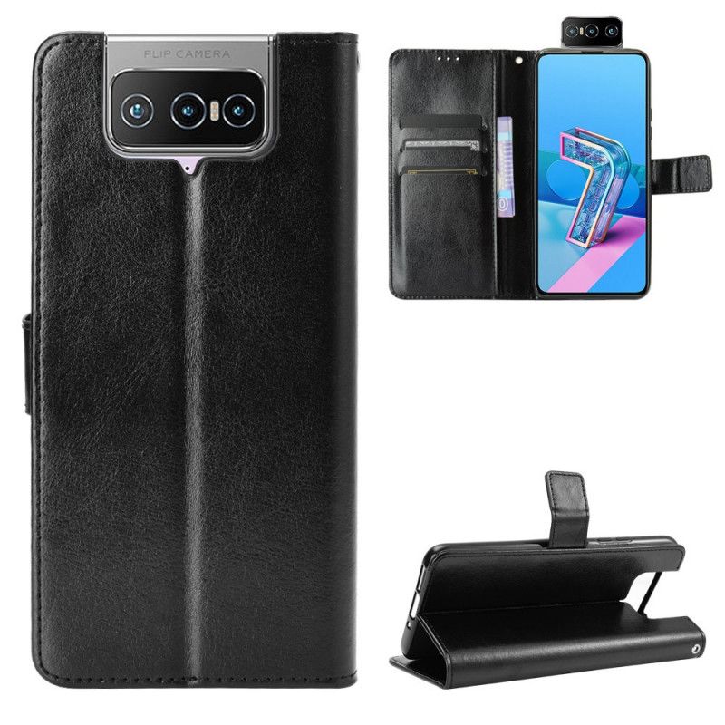 Flip Cover Asus Zenfone 7 / 7 Pro Sort Mobilcover Prangende Kunstlæder