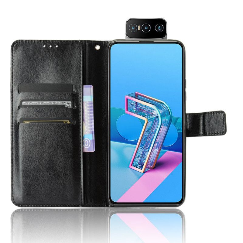 Flip Cover Asus Zenfone 7 / 7 Pro Sort Mobilcover Prangende Kunstlæder