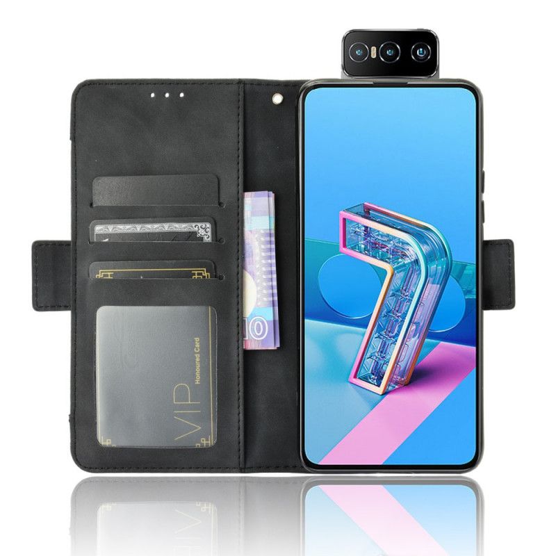 Flip Cover Læder Asus Zenfone 7 / 7 Pro Sort Førsteklasses Multikort