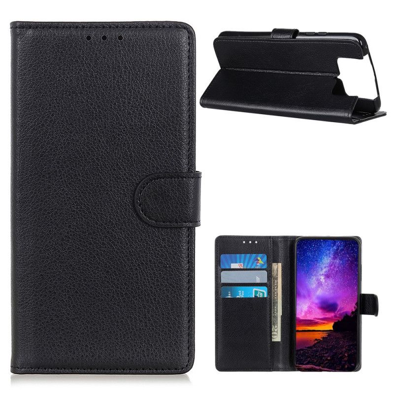 Flip Cover Læder for Asus Zenfone 7 / 7 Pro Sort Tekstureret Litchi