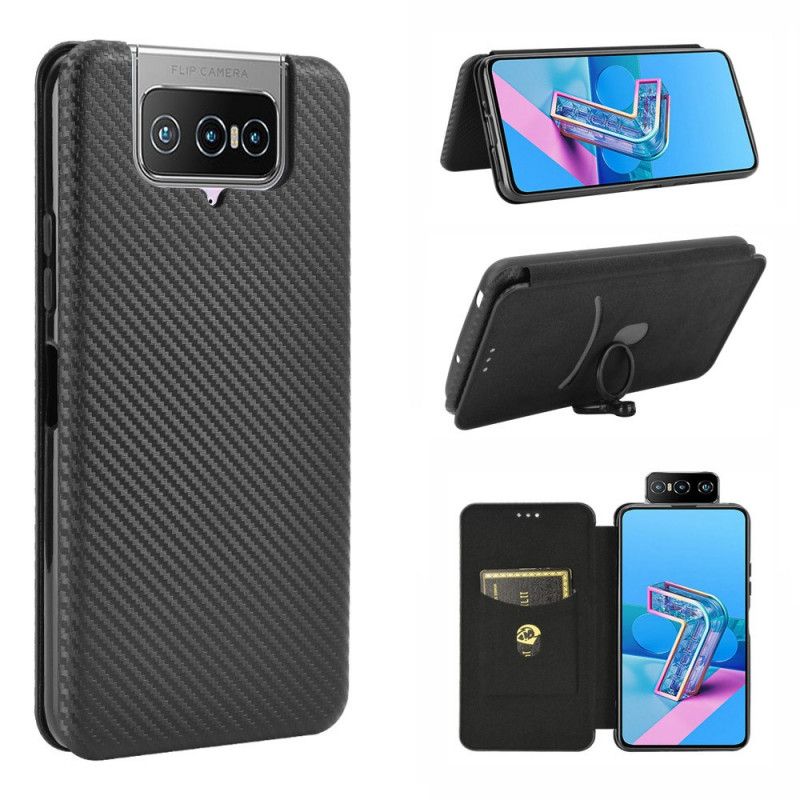 Læder Cover Asus Zenfone 7 / 7 Pro Sort Kulstofsilikon