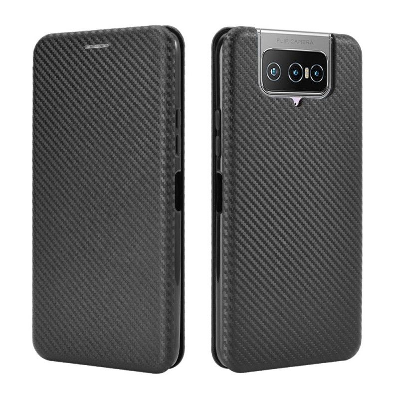 Læder Cover Asus Zenfone 7 / 7 Pro Sort Kulstofsilikon