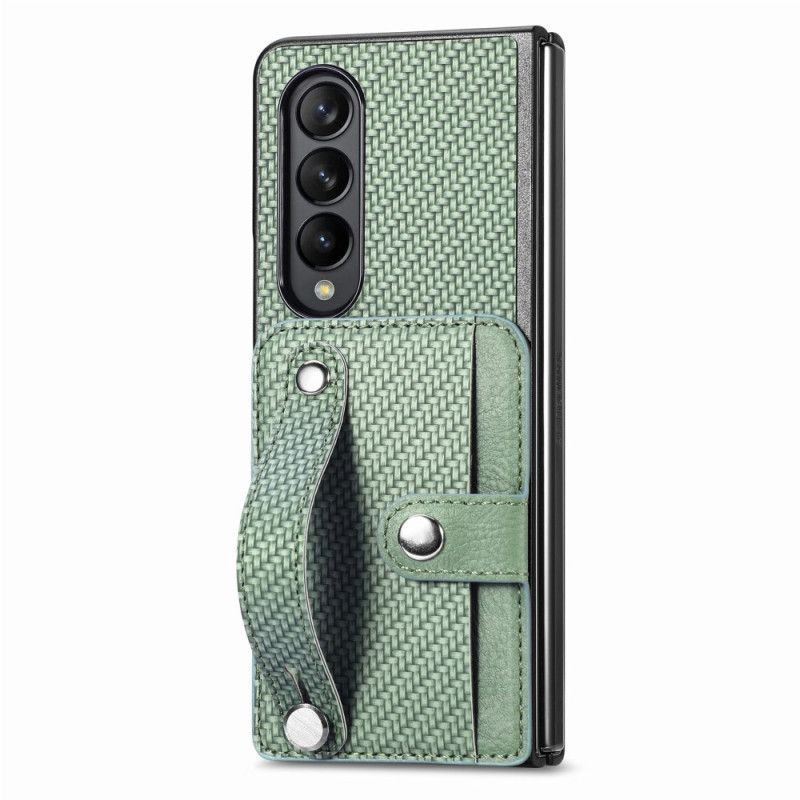 Cover Til Samsung Galaxy Z Fold 5 Carbon Fiber Card Holder Og Rem