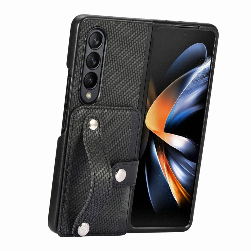 Cover Til Samsung Galaxy Z Fold 5 Carbon Fiber Card Holder Og Rem