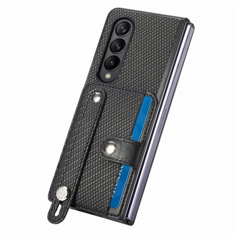 Cover Til Samsung Galaxy Z Fold 5 Carbon Fiber Card Holder Og Rem