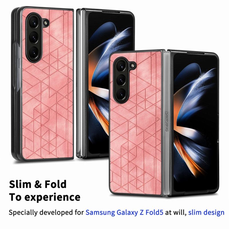 Cover Til Samsung Galaxy Z Fold 5 Geometriske Mønstre I Kunstlæder