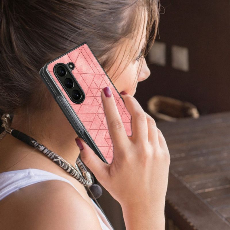 Cover Til Samsung Galaxy Z Fold 5 Geometriske Mønstre I Kunstlæder