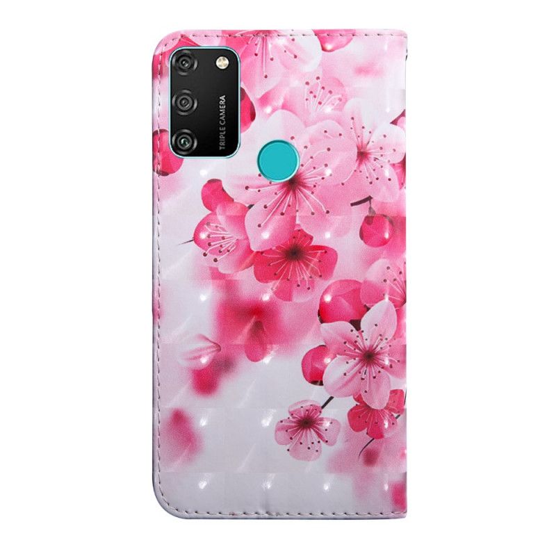 Flip Cover Honor 9A Mobilcover Lyserøde Blomster