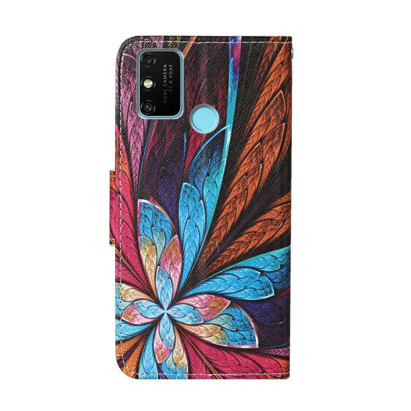 Flip Cover Honor 9A Mobilcover Påfuglblomst