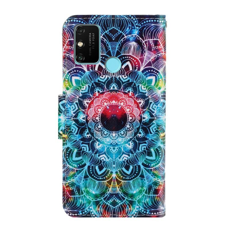 Flip Cover Læder for Honor 9A Prangende Mandala Med Rem