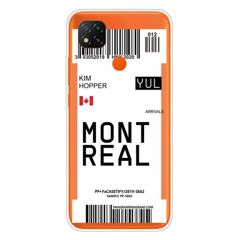 Cover for Xiaomi Redmi 9C Boardingkort Til Montreal