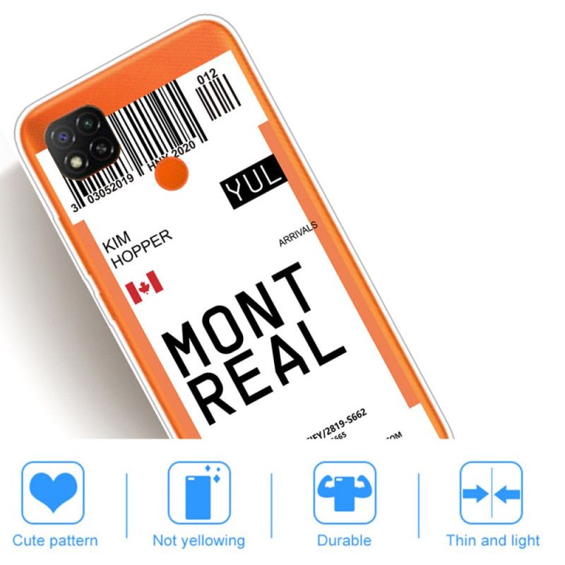 Cover for Xiaomi Redmi 9C Boardingkort Til Montreal