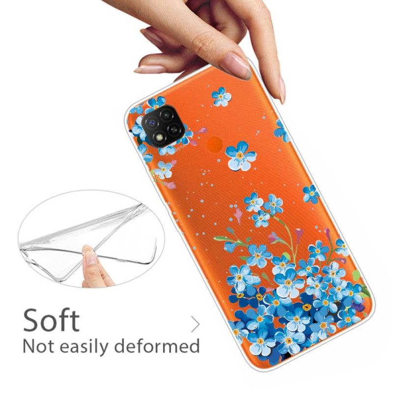 Cover for Xiaomi Redmi 9C Buket Blå Blomster