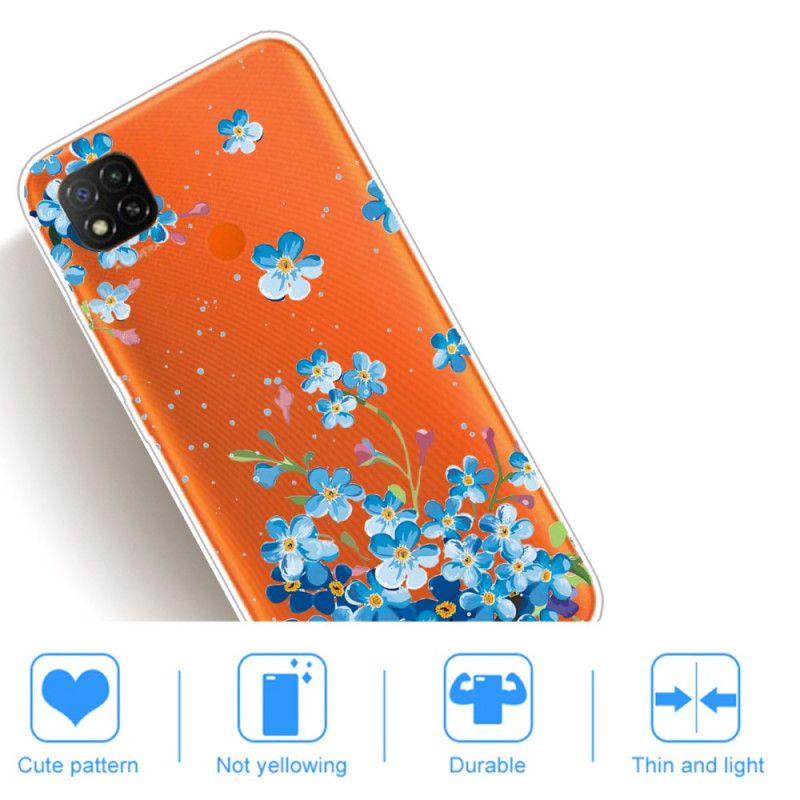 Cover for Xiaomi Redmi 9C Buket Blå Blomster