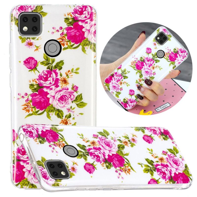 Cover for Xiaomi Redmi 9C Fluorescerende Frihedsblomster