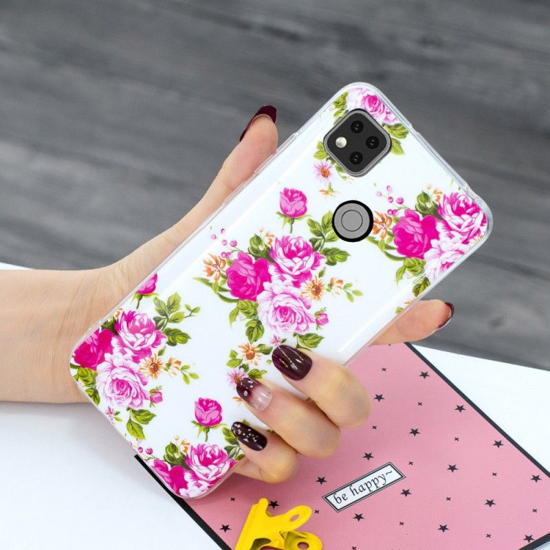 Cover for Xiaomi Redmi 9C Fluorescerende Frihedsblomster