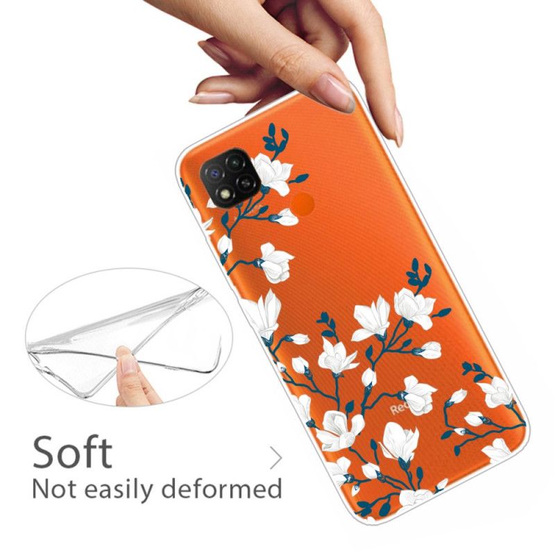 Cover for Xiaomi Redmi 9C Hvide Blomster