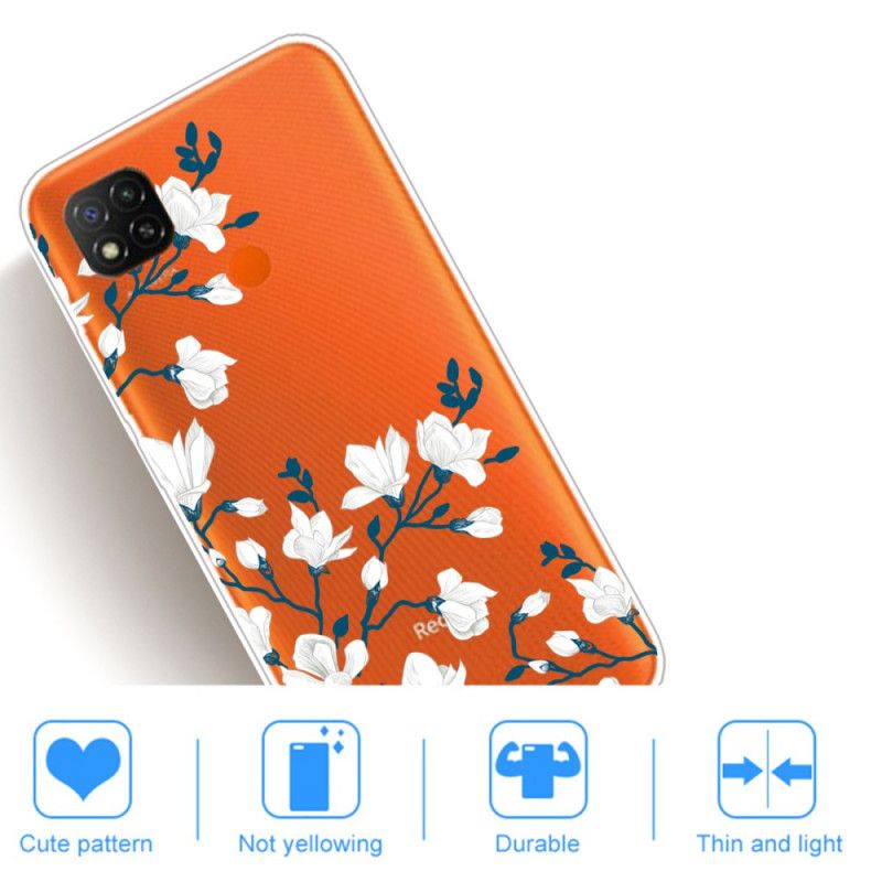 Cover for Xiaomi Redmi 9C Hvide Blomster