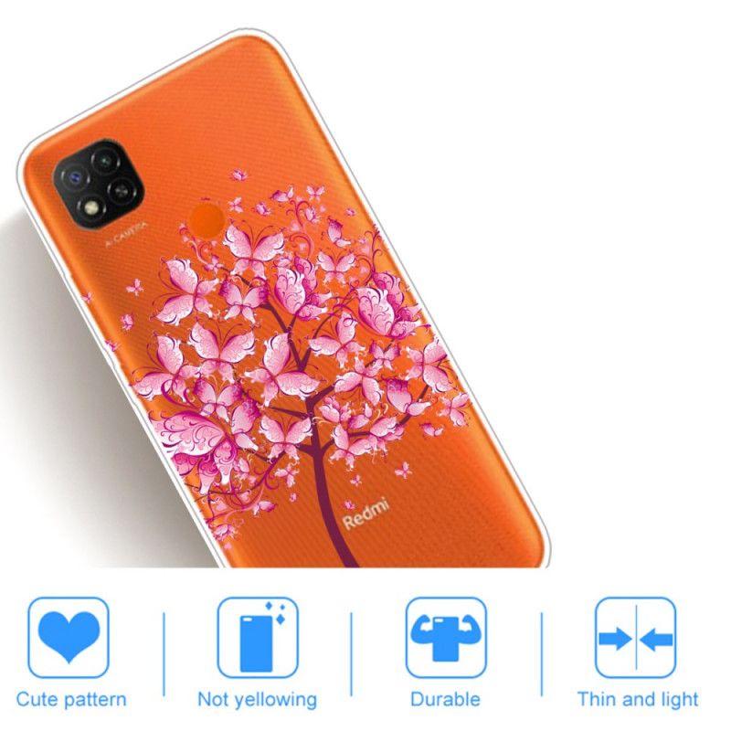 Cover for Xiaomi Redmi 9C Lyserød Træplade