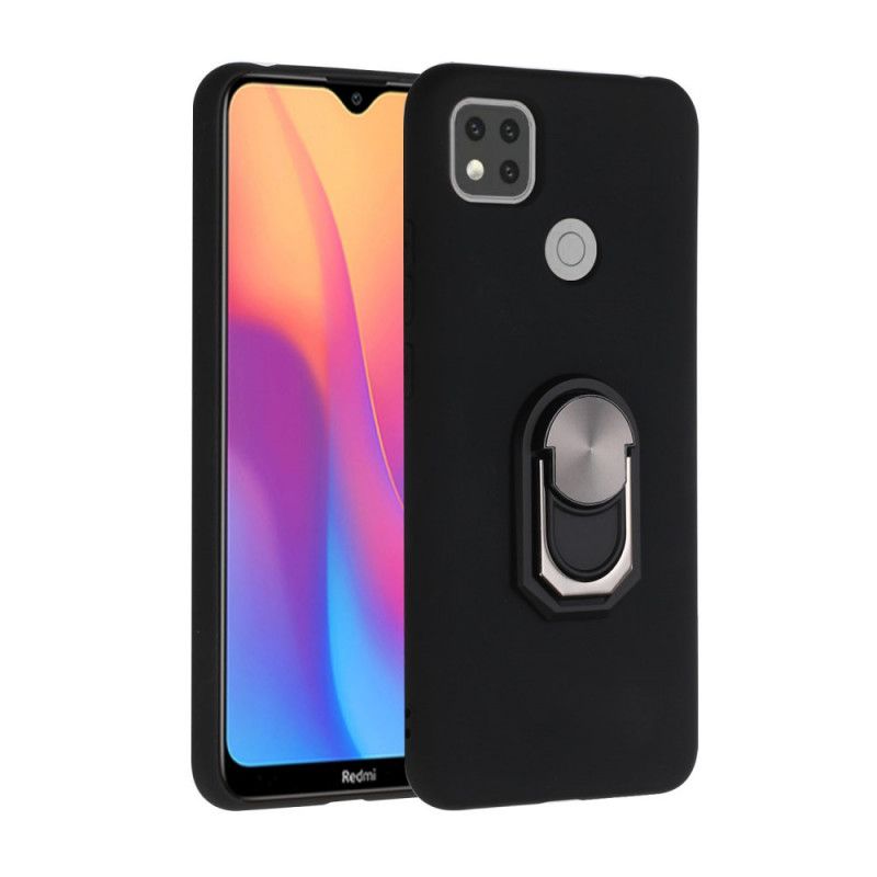 Cover for Xiaomi Redmi 9C Sort Metalliseret Ringstøtte