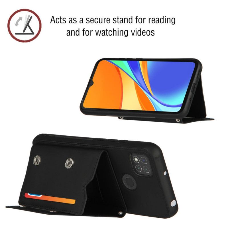 Cover for Xiaomi Redmi 9C Sort Multi-Card Håndfri Support