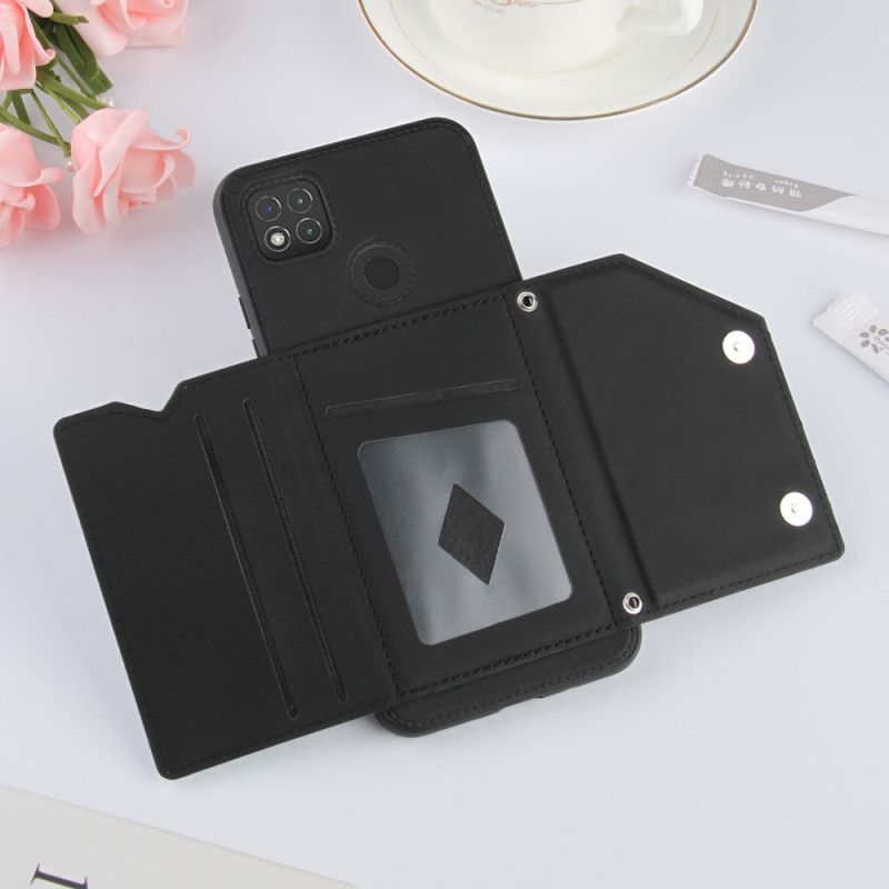 Cover for Xiaomi Redmi 9C Sort Multi-Card Håndfri Support