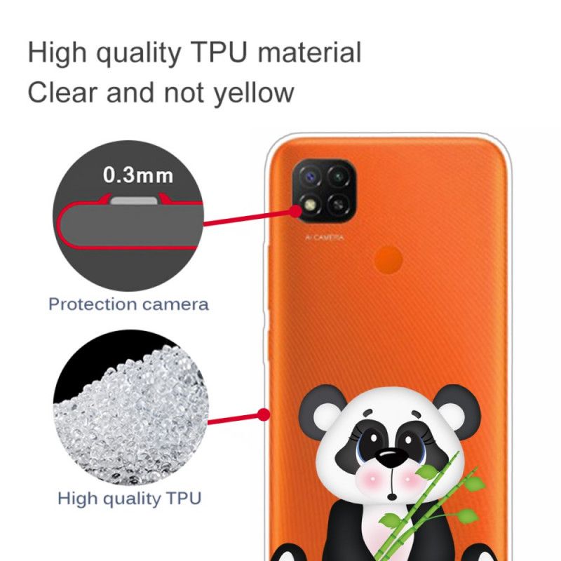 Cover Xiaomi Redmi 9C Gennemsigtig Trist Panda Original