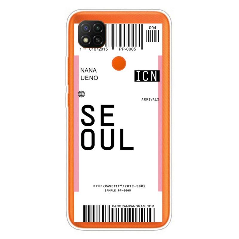 Cover Xiaomi Redmi 9C Magenta Boardingkort Til Seoul Beskyttelse