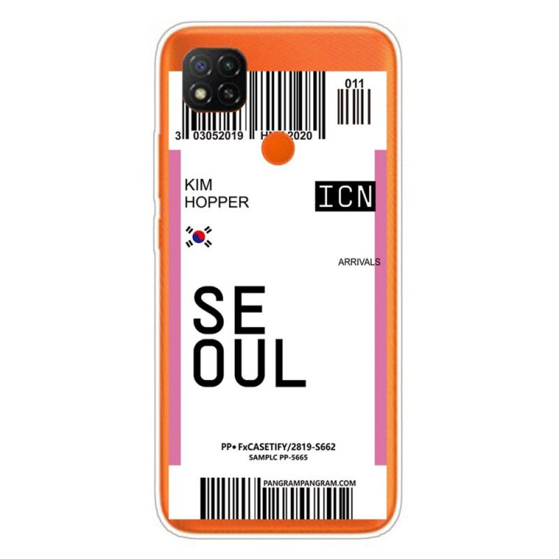 Cover Xiaomi Redmi 9C Magenta Boardingkort Til Seoul Beskyttelse