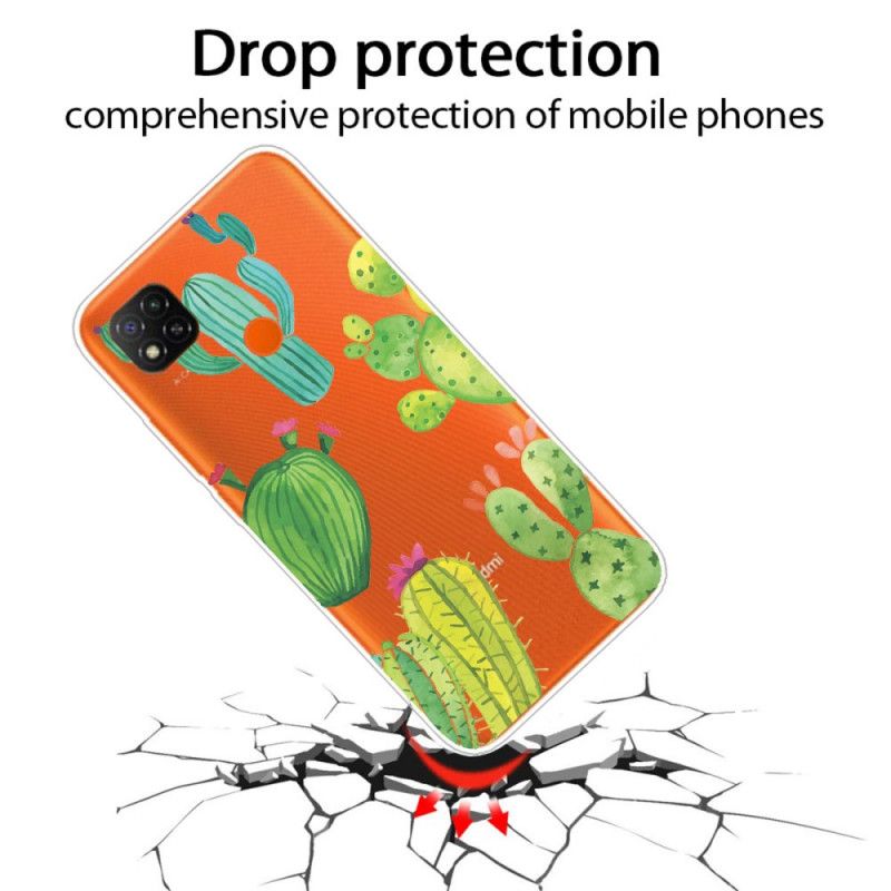 Cover Xiaomi Redmi 9C Mobilcover Akvarel Kaktus