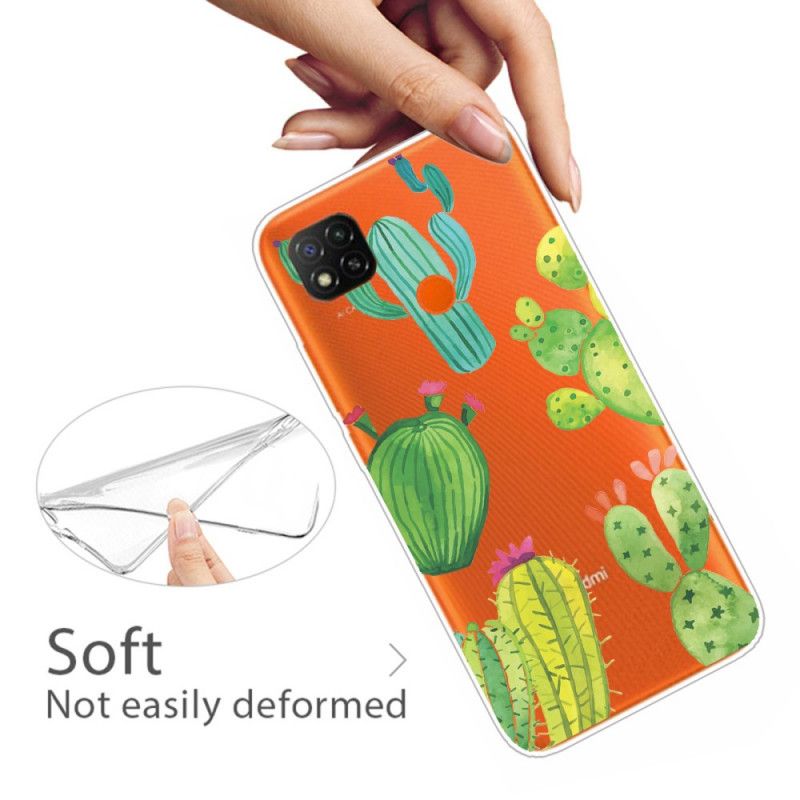 Cover Xiaomi Redmi 9C Mobilcover Akvarel Kaktus