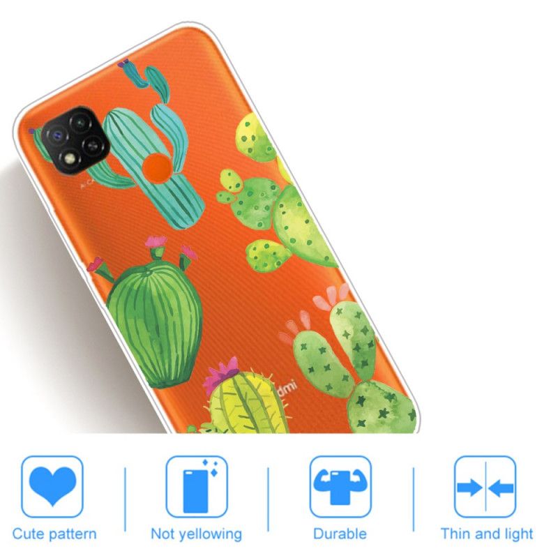 Cover Xiaomi Redmi 9C Mobilcover Akvarel Kaktus