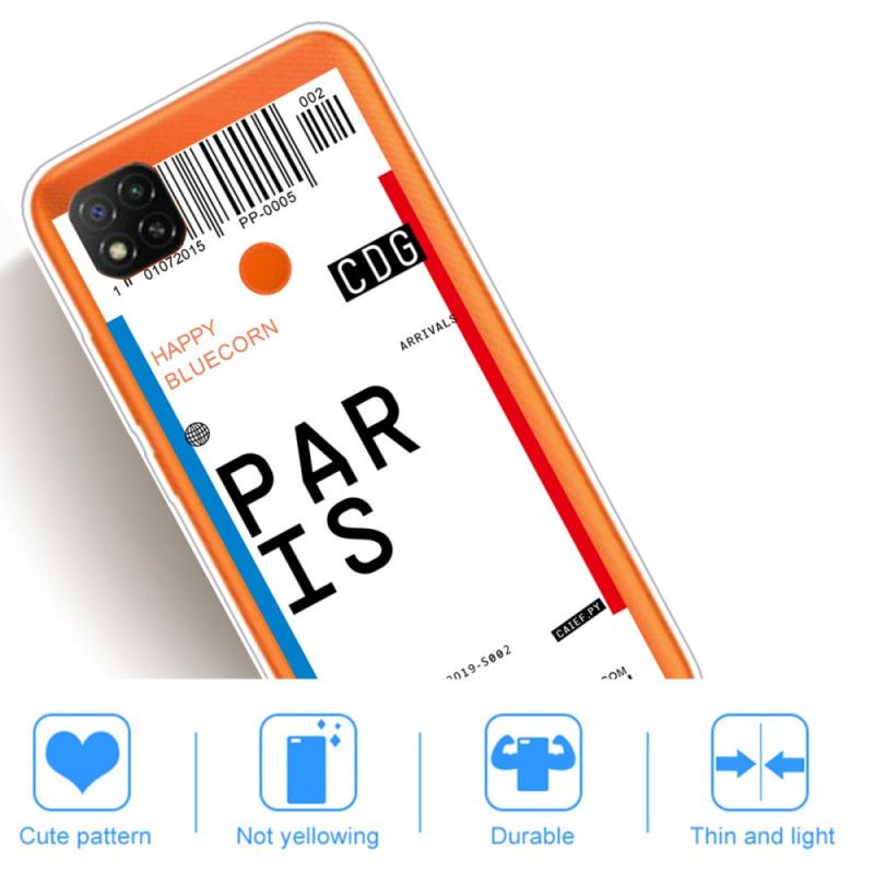 Cover Xiaomi Redmi 9C Mobilcover Boardingkort Til Paris