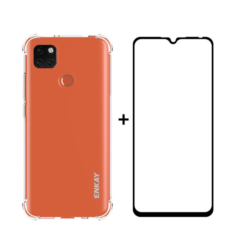 Cover Xiaomi Redmi 9C Mobilcover Enkay Shell Og Hærdet Glas Combo