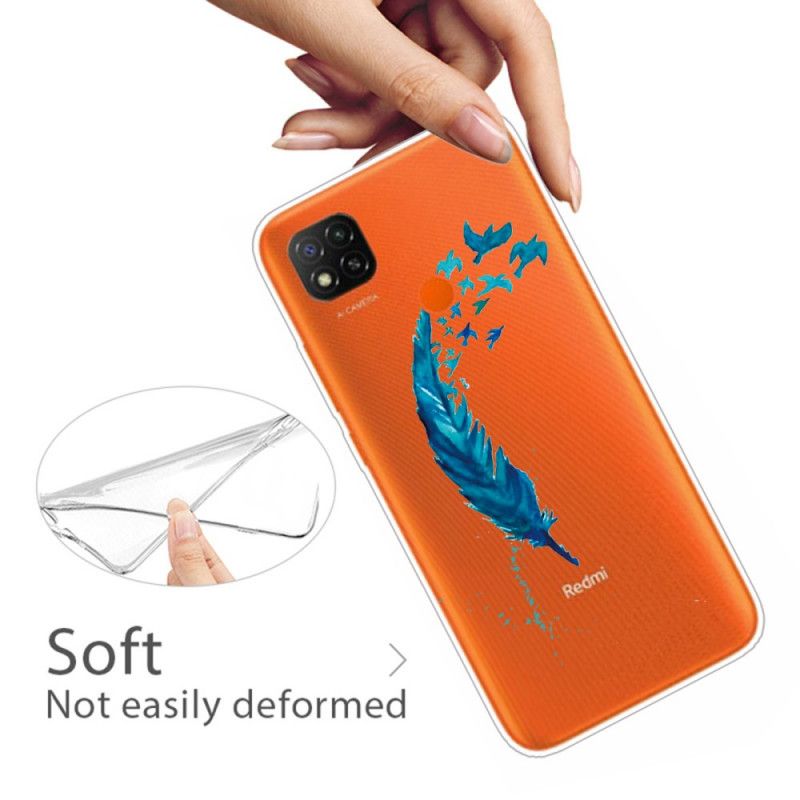 Cover Xiaomi Redmi 9C Smuk Blå Fjer Beskyttelse