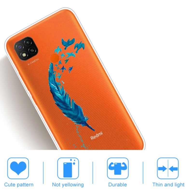 Cover Xiaomi Redmi 9C Smuk Blå Fjer Beskyttelse