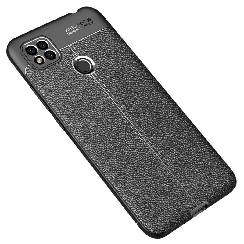 Cover Xiaomi Redmi 9C Sort Mobilcover Dobbelt Line Lychee Læder Effekt