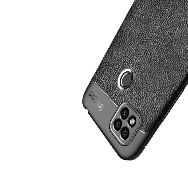 Cover Xiaomi Redmi 9C Sort Mobilcover Dobbelt Line Lychee Læder Effekt