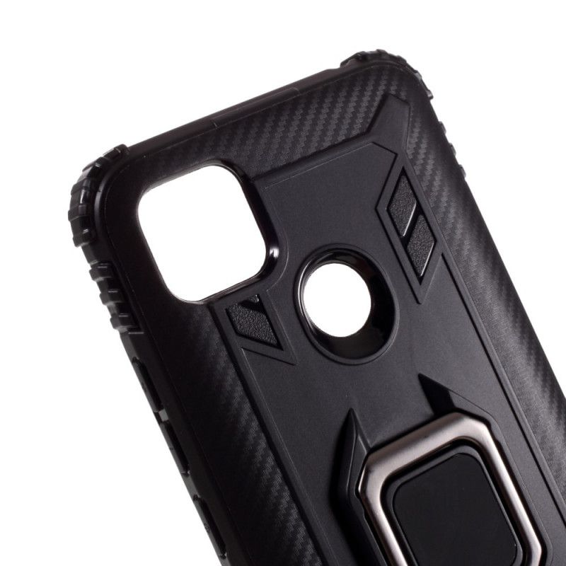 Cover Xiaomi Redmi 9C Sort Ring I Kulfiberstil