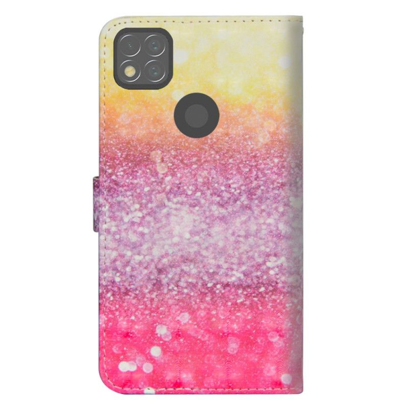 Flip Cover Læder for Xiaomi Redmi 9C Magenta Glittergradient