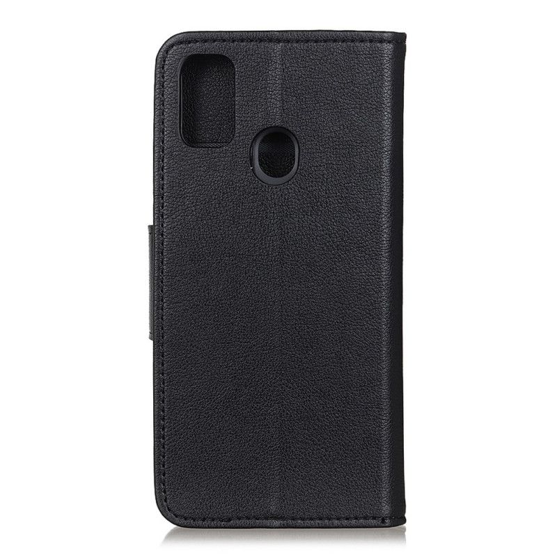 Flip Cover Læder for Xiaomi Redmi 9C Sort Litchi-Effektlås