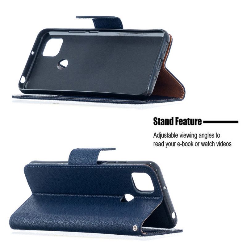 Flip Cover Læder for Xiaomi Redmi 9C Sort Lychee Skrå Flap