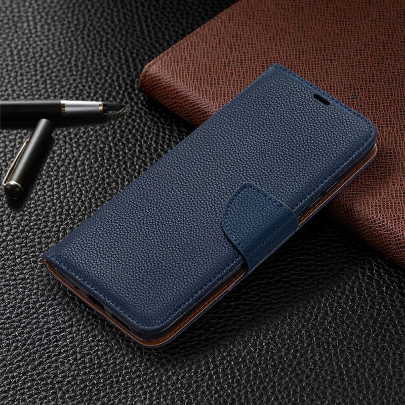 Flip Cover Læder for Xiaomi Redmi 9C Sort Lychee Skrå Flap