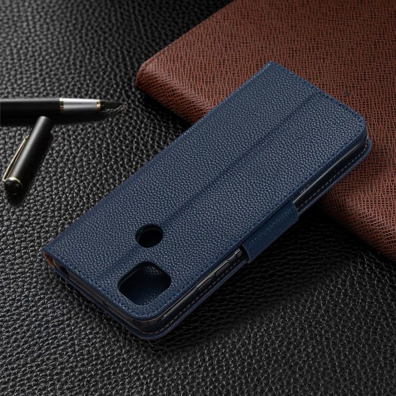 Flip Cover Læder for Xiaomi Redmi 9C Sort Lychee Skrå Flap